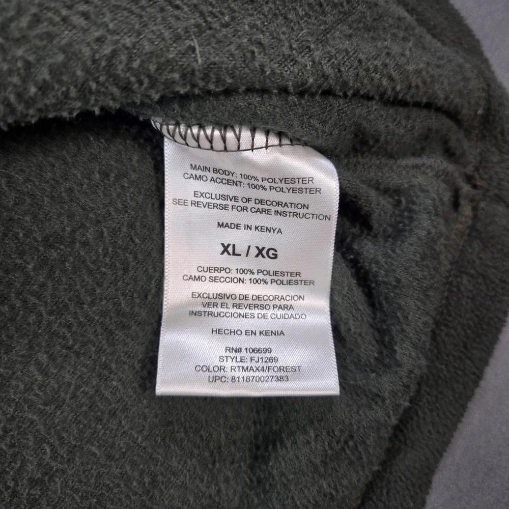 Habit‎ Men's XL Fleece 1/4 Zip Pullover Forest Green Camo Accent FJ1269 Hunting